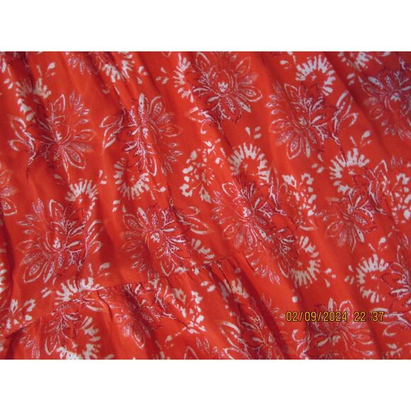 FLYING TOMATO SIZE M MAXI DRESS RED LINED FLORAL PRINT BOHO TIERED - Picture 3 of 7